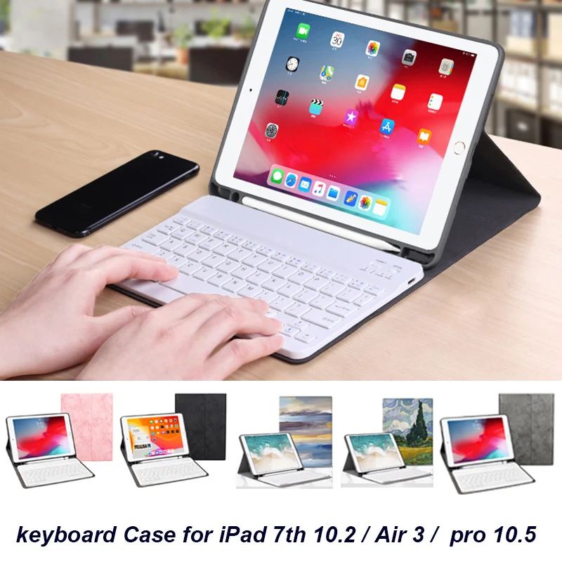 Чехол с клавиатурой для iPad 7 10 2 дюйма 2019 9 2017 2018 держателем карандашей Bluetooth чехол