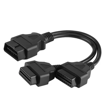 

1pcs OBDII OBD2 16Pin Male to Dual Female Diagnostic Extension Cable Connector Extension Y Cables Connector