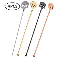 19 см многоразовая сталь Череп соломинка для помешивания мешалки Коктейльные виски для коктейлей, кофе со льдом, чай со льдом, сок, сода