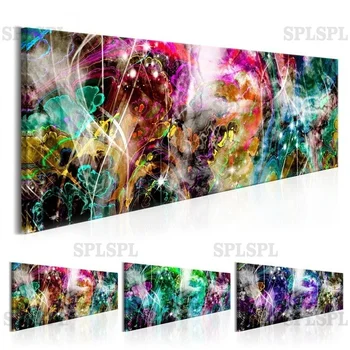 

Modern Abstract HD Prints Canvas Picture Wall Art Fluorescent Colorful with Green Grey Painting Living Room Home Decor Poster