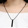 Wholesale Black Cuboid Obsidian Stone Pendant Necklace For Women Men Rope Chain Student Gift European Original Fashion Jewelry 4