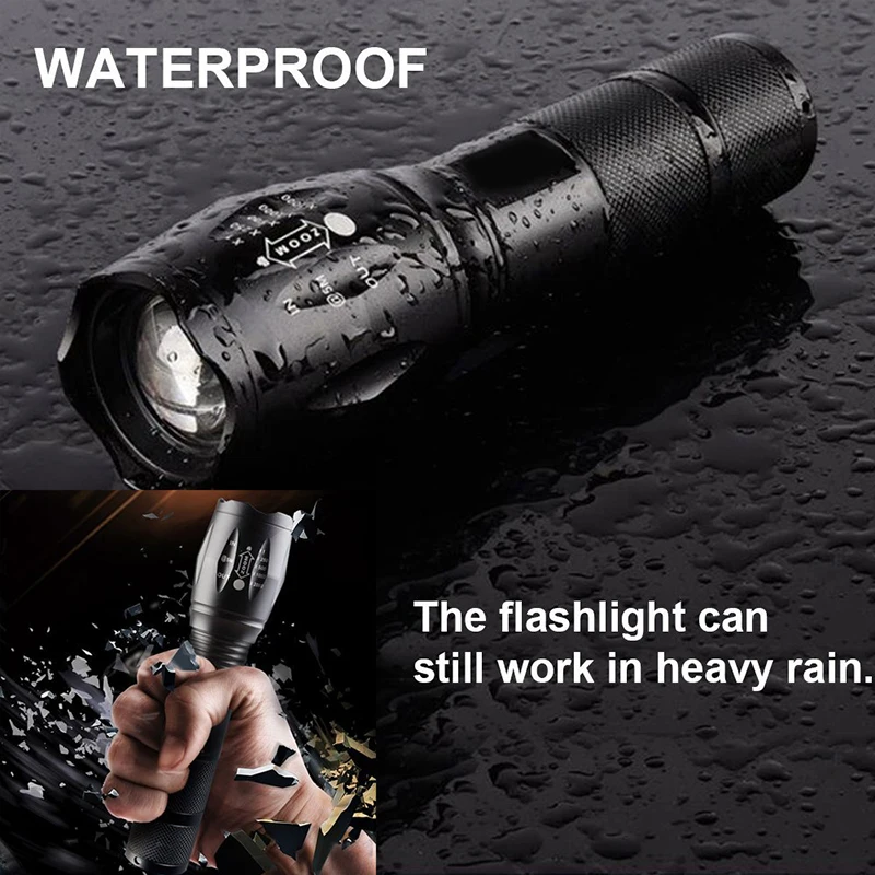 Led flashlight Ultra Bright torch T6 Camping light 5 switch Modes waterproof Zoomable Bicycle Light use 18650 battery