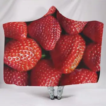 

Fruit Strawberry Digital Printing Hooded Blanket Cover Blanket Thick Double Layer Plush Bat Blanket