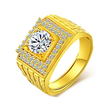 

Men's 14K Yellow Gold over Sterling Silver Round Genuine Diamond Accent Cross Ring Adjustable RIing Resizable Square Cut