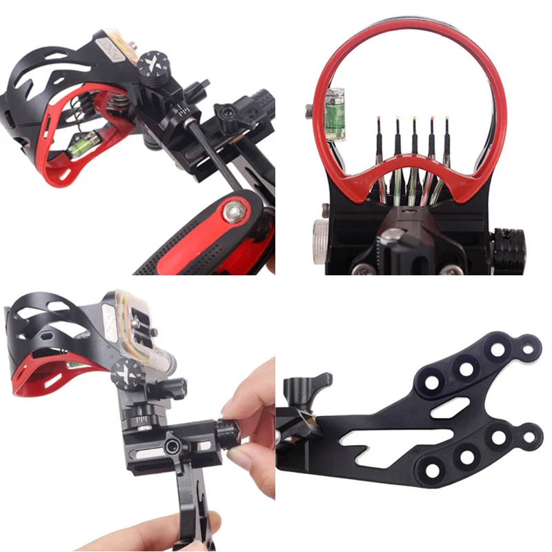 

Archery Compound Bow Sight 5 Pin 0.019in Micro Adjustable 2in HD Fiber Guard