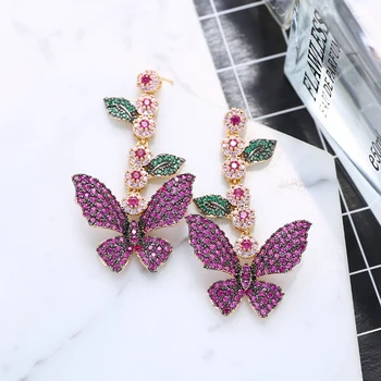 

VERY GIRL Luxury Multicolor Butterfly Earring For Women Wedding Cubic Zircon CZ Bridal Earrings Bohemia Hot Mom Gift Trendy New