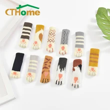 

4pcs Table Chair Foot Pads Furniture Legs Covers Floor Protective Cat Claw Knitted Socks Mute Wear-resistant Non-slip Mat