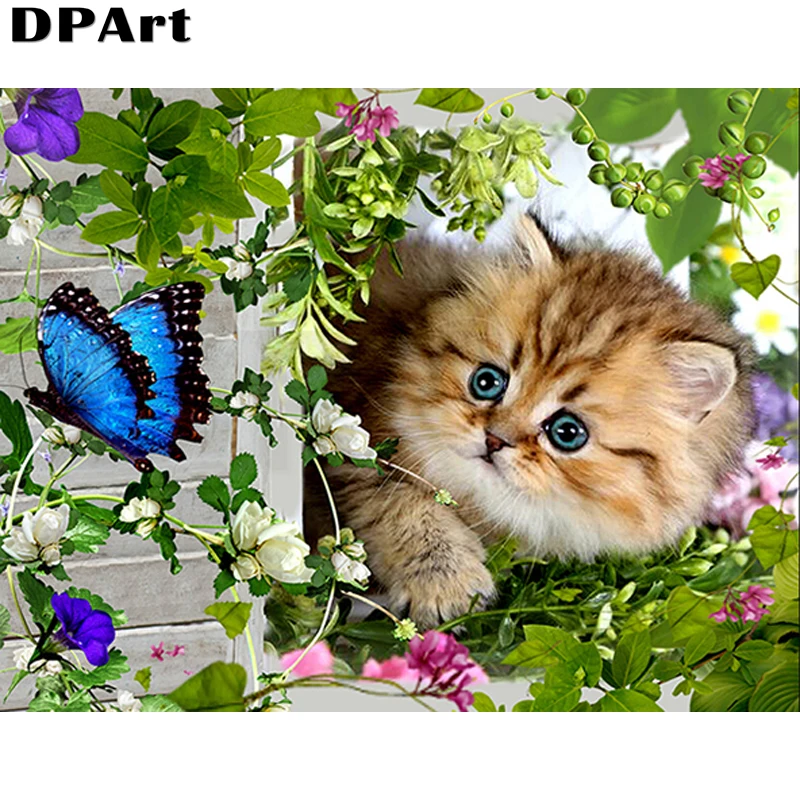 Diamond Painting Full Square/Round Drill Cat and Flower 5D Embroidery Cross Stitch Kit Mosaic Rhinestone M019 | Дом и сад