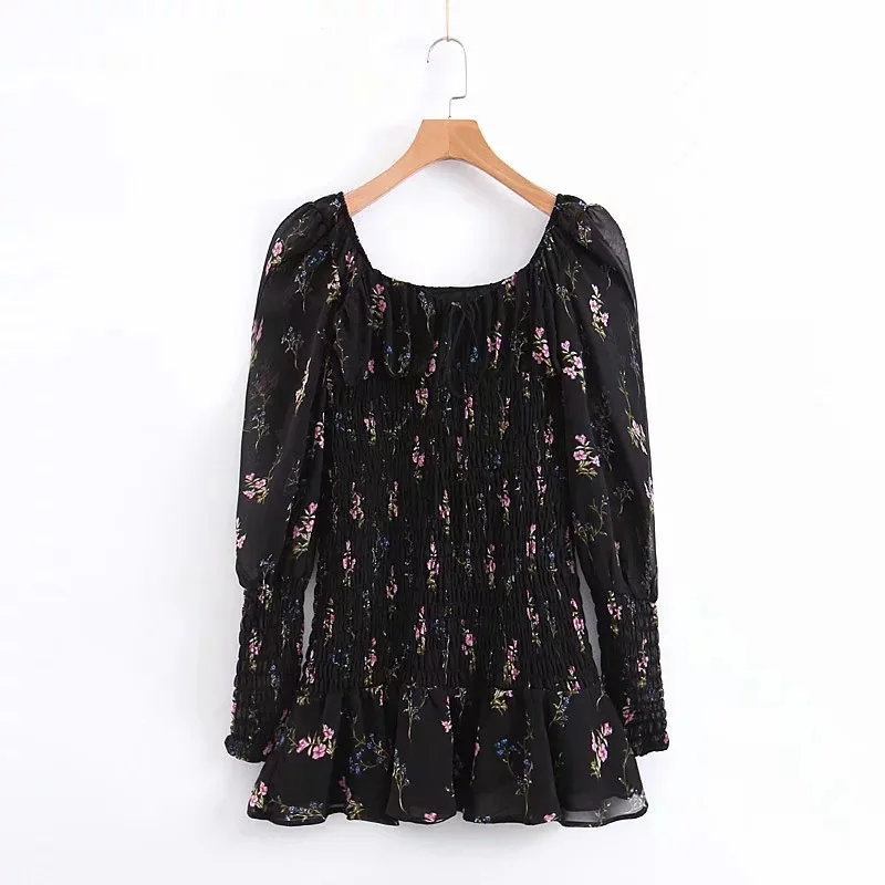 

Linj-9025 WOMEN'S Dress New Products Elastic Small Flower Dress