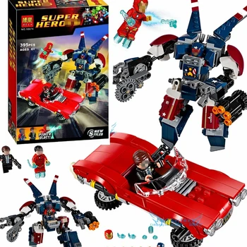 

New Superheroe Iron Man Detroit Steel Strikes Building Blocks Bricks Compatible 76077 SuperHeros iron man machine Figures Toys