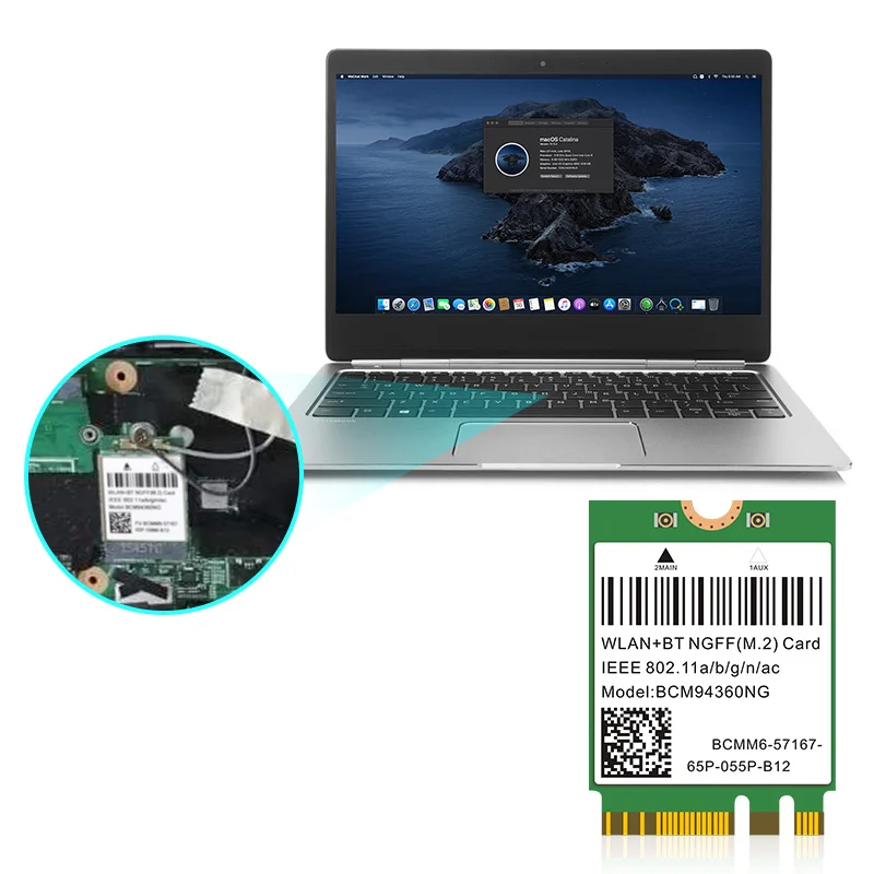 1200Mbps Dual Band Wireless Hackintosh MacOS BCM94360NG Bluetooth-compatible 4.0 NGFF M.2 WiFi Card 802.11AC Wlan Adapter DW1560