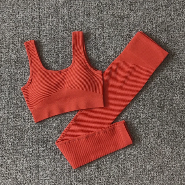 2/4/6PCS Seamless Women Yoga Set Workout Sportswear Fitness Bra Sport Pants Gym Clothing High Waist Leggings Shorts Sports Suits UBraPantsRed