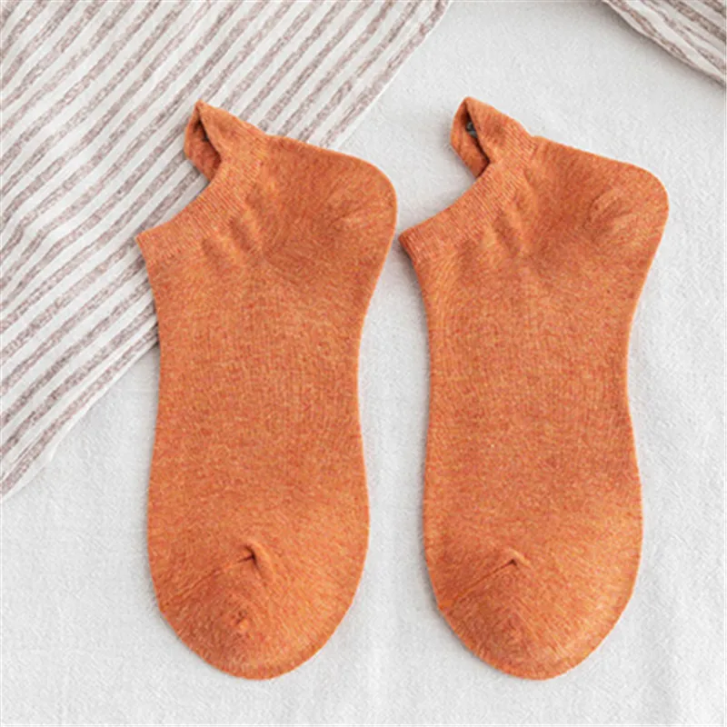 Harakuju women cute cartoon individuality short socks unisex funny hipster Christmas Halloween gift socks - Цвет: Orange 01