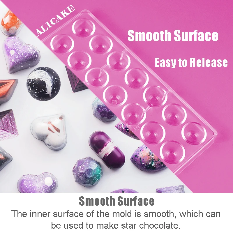 3D Chocolate Ball Bar Molds Polycarbonate Chocolate Mold Candy Fondant Tray Mould Plastic Form Baking Pastry Bakery Tools