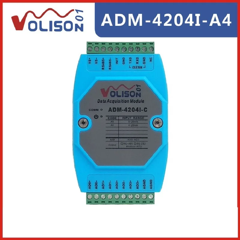 

ADM-4204I-A4 New 4-channel analog output module 485 to analog 4-20mA signal DA module MODBUS RTU