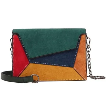 

Retro Matte Patchwork Crossbody Bags for Women Messenger Bags Chain Strap Shoulder Bag Lady Small Flap criss-cross Bag 2020