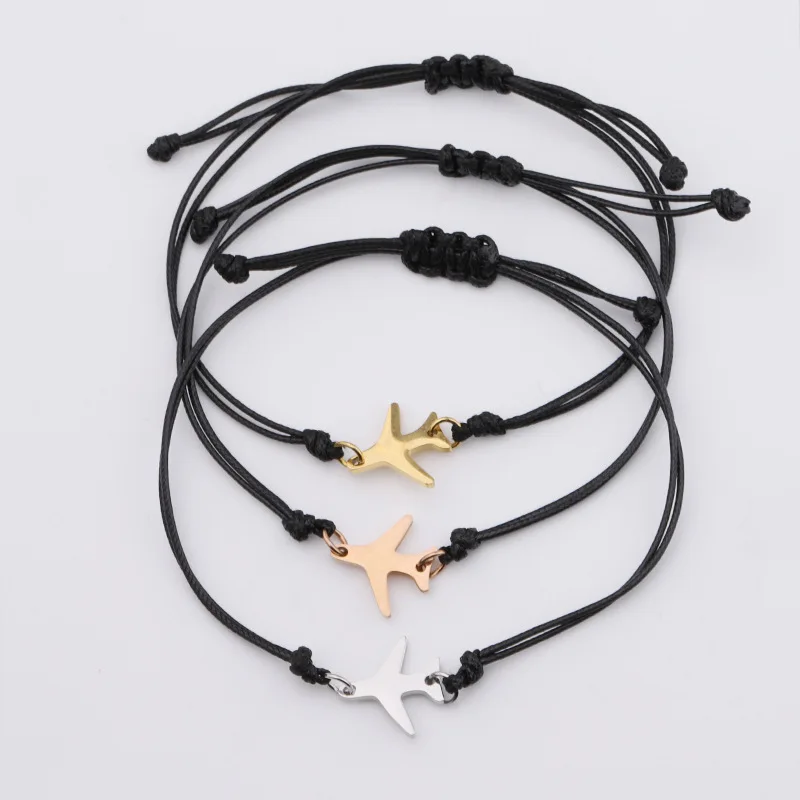 Airplane Adjustable Charm Bracelets for Women Jewelry Link Chain Stainless Steel Aircraft Plane Bracelet Femme Fashion Trinket