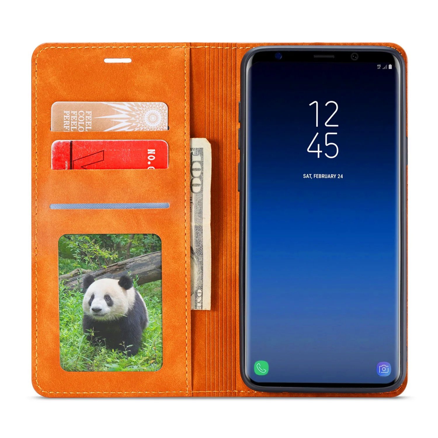 Роскошный деловой кожаный чехол для телефона Samsung Galaxy S9 с магнитной застежкой Plus