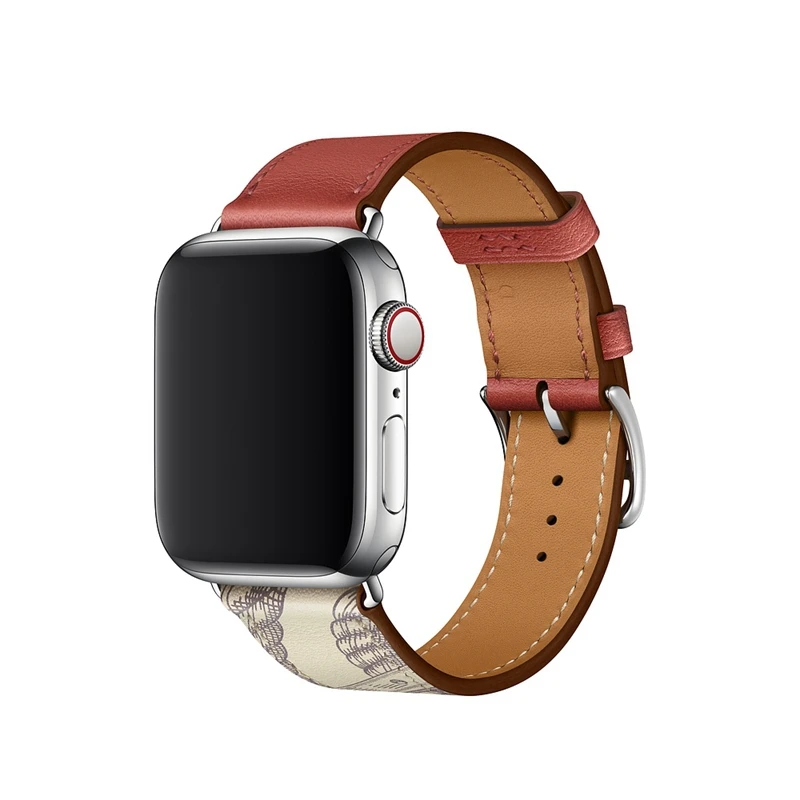red white singe Натуральная кожа петля ремешок для apple watch band 44 мм 40 мм, 42 мм, 38 мм, ремешок для наручных часов iwatch, версия 5/4/3/2/1 Часы браслет аксессуары - Цвет ремешка: red white singe