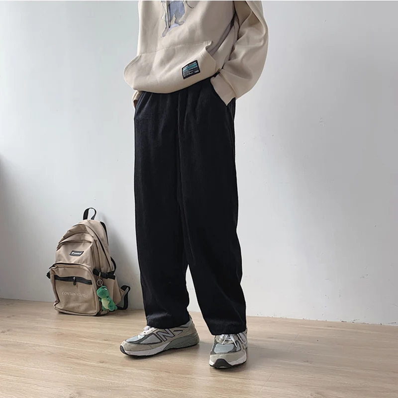 

Autumn winter Corduroy pant men casual loose Straight pants slacks for men Elastic waistband pant joggers corduroy trousers male