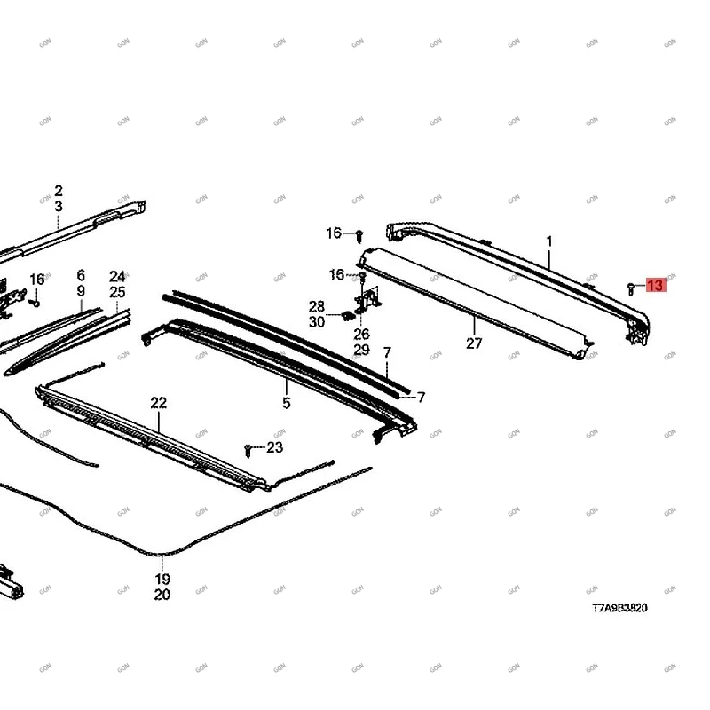 

Car Sunroof sliding assembly bolt Ceiling bolts hon daa cur a Map light fixing frame bolt Self-tapping screws Sealing screw