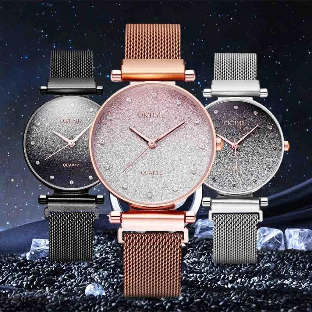 

reloj mujer Fashion ladies watch Sky Watch Magnet Band Women Quartz Diamond Wristwatch Watches bayan kol saati
