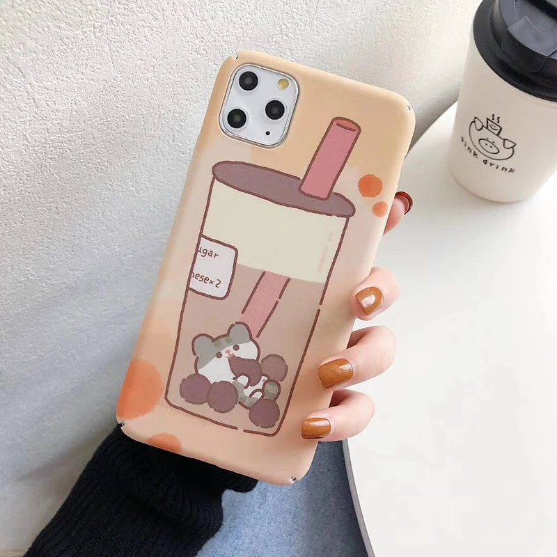 Жесткие ПК-чехлы для iphone 11Pro XS MAX X XR молочный чай кошка полное покрытие чехол для iphone 6 6s 7 8 Plus 11 задняя крышка fundas Capa чехол s