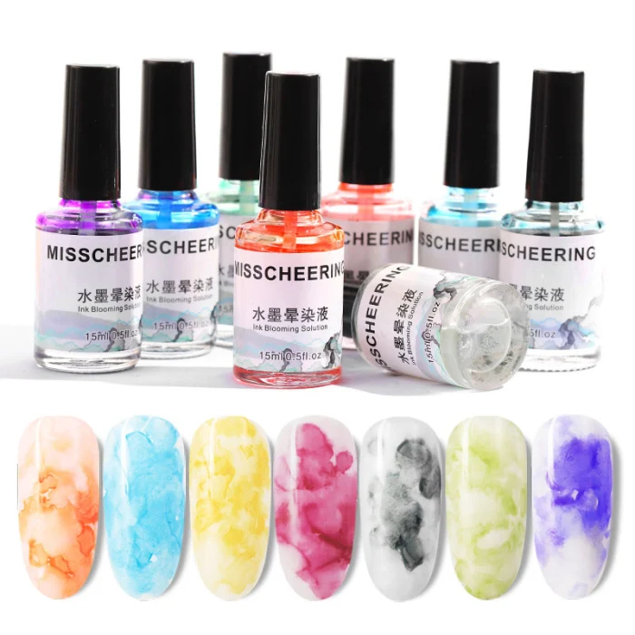 Marble Pattern Gradient Color Nail Polish Ink Smudge Lacquer Nail Art Decoration JS11