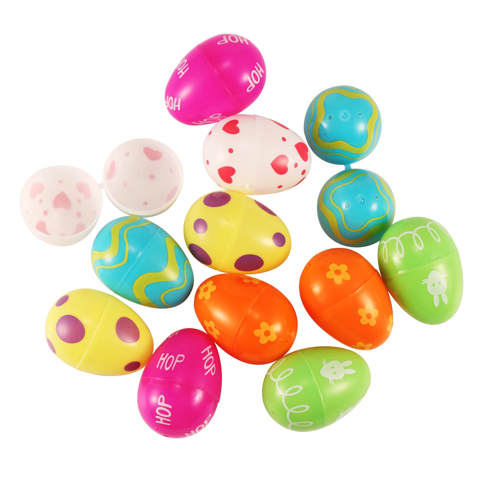 12pcs Colourful Easter Egg Kid Printed Pastel Plastic Assorted Eggs Hunt Party Children Child DIY Educational Toys Fun Kid Gifts