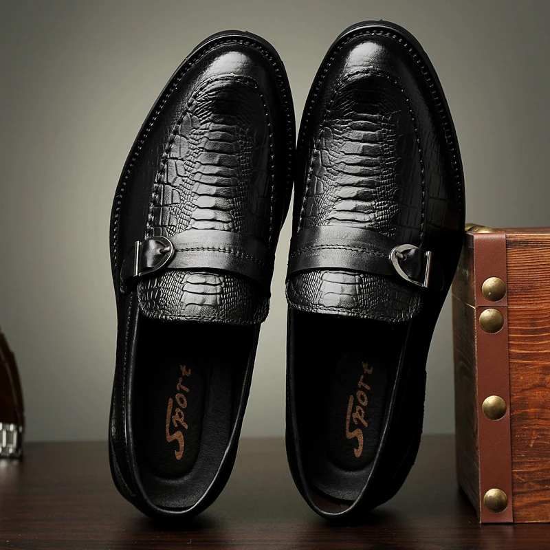 

Men Casual Shoes Male Crocodile skin Black Leather Dress Shoes Comfortable Soft Men Flats Business Fashion Leather shoes *8188