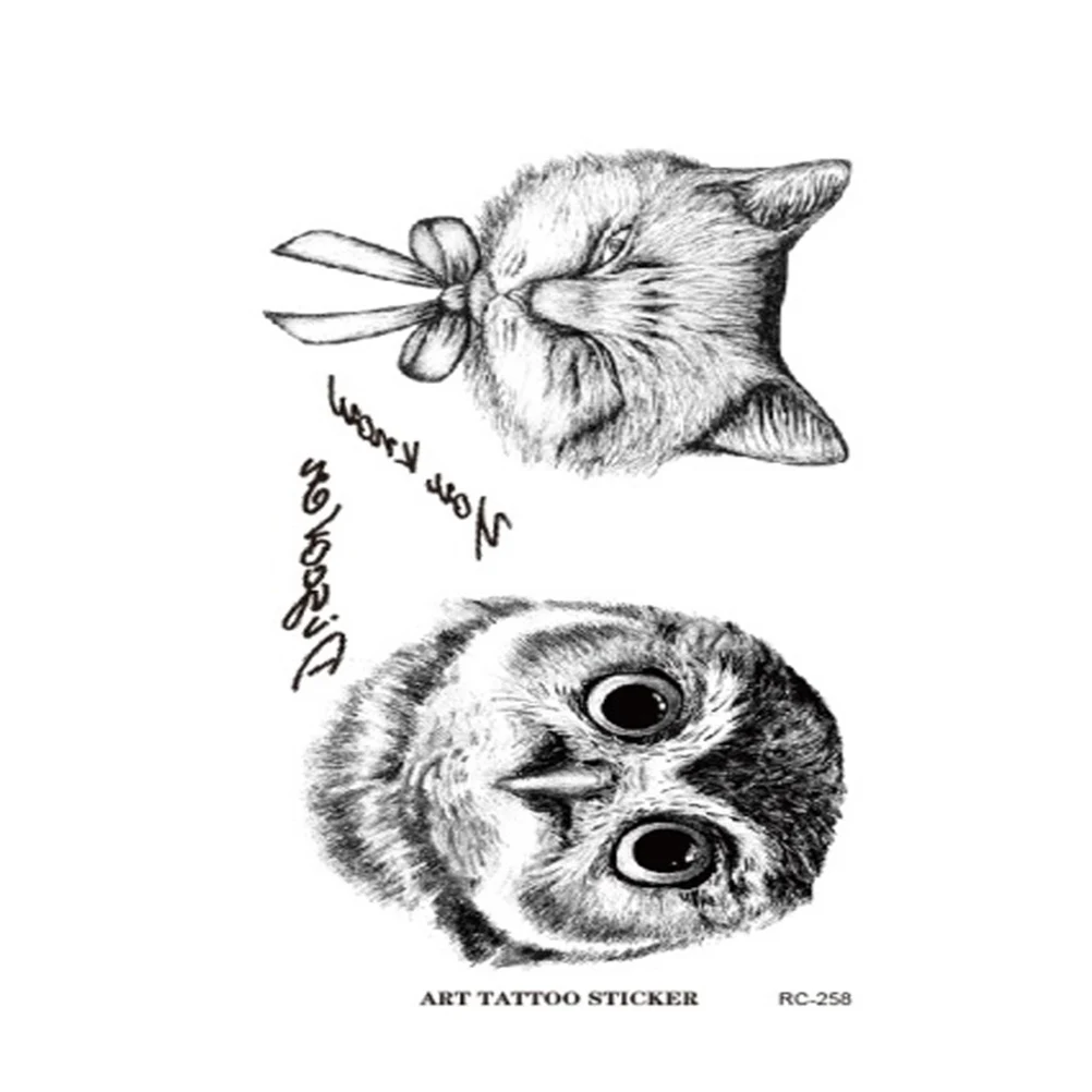 3d Body Art Arm Hand Chic Cat Owl Pattern temporary Tatoo Stickers Waterproof Paste Disposable Tattoo 1PCS | Красота и здоровье