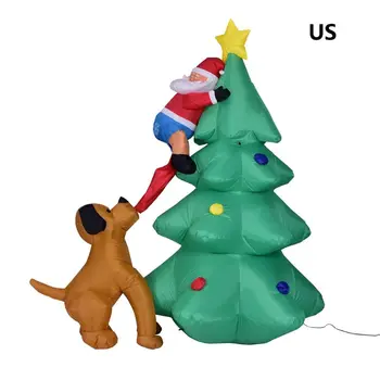 

6 Foot Inflatable Christmas Santa Claus Climbing on Christmas Tree Chased by Dog