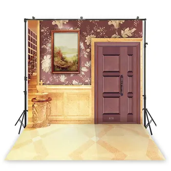 

Photography Brick red door decoration backdrop printed wall background art fabric photography xt-1510