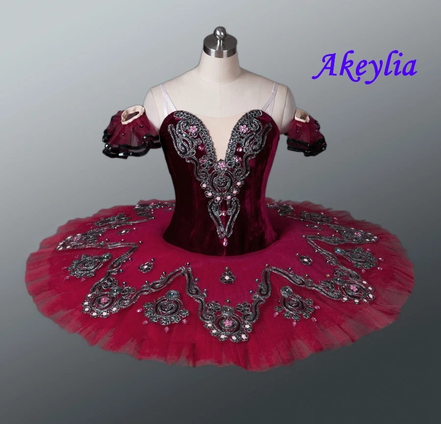 Профессиональная юбка-пачка красного цвета с изображением дона Quxote, бургундского цвета для девочек, балетная пачка, сценический костюм для танцоров, соревнований, Esmeralda