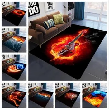 

3D Printing Bedroom Area Rugs Flame Skull Gothic Large Size Carpets Modern Halloween Party Anti-slip Floor Rug Home Decor Mats