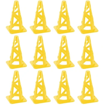 

NEW-Yellow 9 Inch Foldable High Hat SPORT Cone Marker for Indoor Outdoor Agility Training Improve Athletic Ability