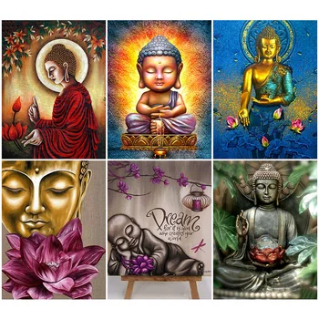 

HUACAN DIY Diamond Painting Full Square Buddha Diamond Embroidery Cross Stitch Religion Handcraft Mosaic Home Decoration