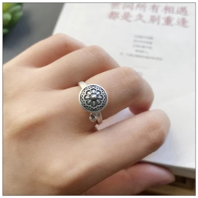 handmade 925% silver ring Buddhist six word mantra, retro om Ring+ lucky Amulet Ring