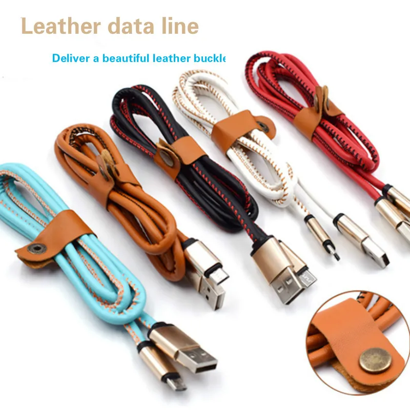 

Micro USB Cable 1M Premium Leather Braided Cable for iPhone Samsung Xiaomi Huawei Android Wires Fast Charge Mobile Phone Cable