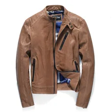 Винтажная мужская куртка из натуральной кожи на весну и осень, мотоциклетная кожаная куртка из натуральной овчины, Кожаная Куртка Jaqueta Couro YY450