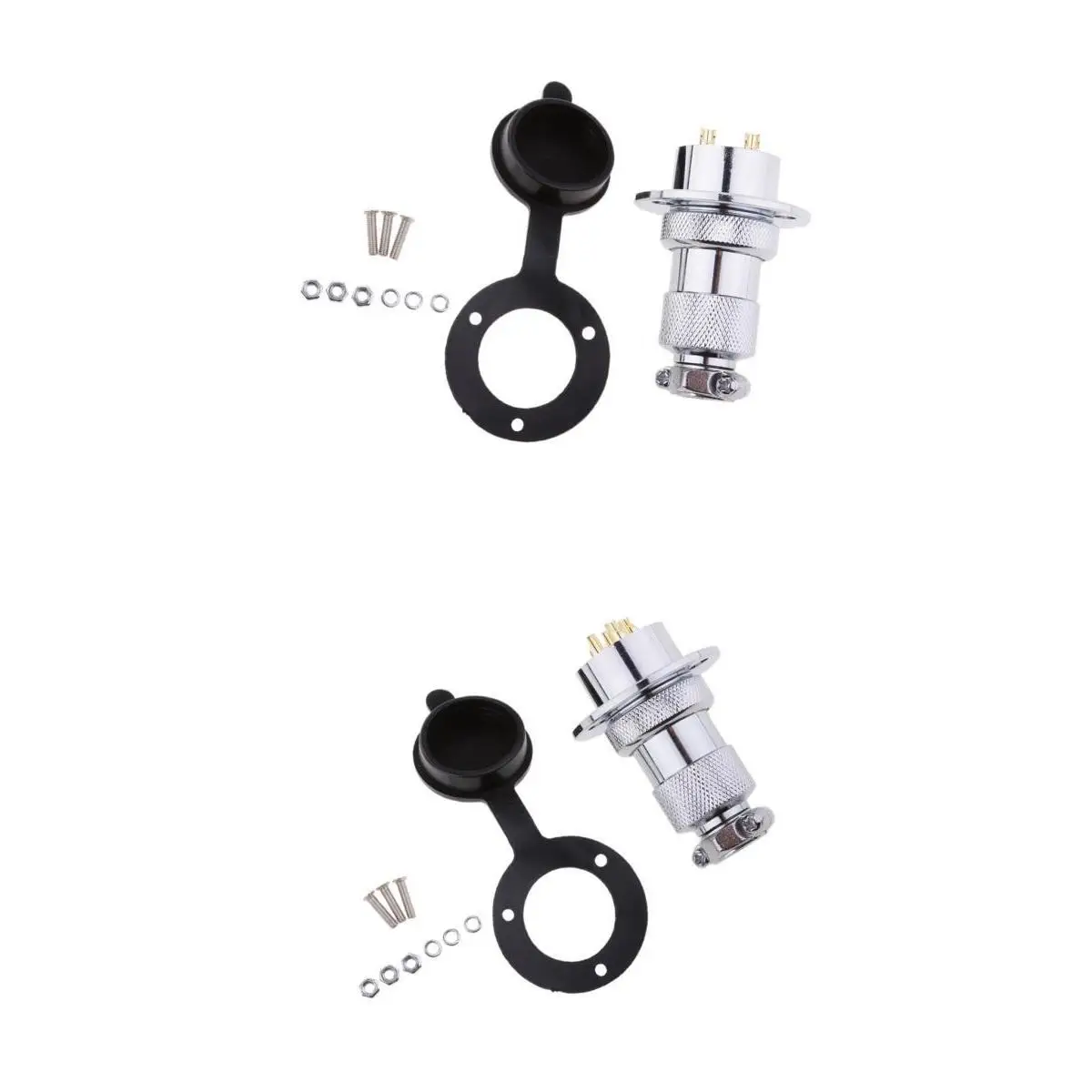 MagiDeal Pair 25mm Waterproof 2+4 Pole 12-24 Volt Deck Plug /Outlet with Cap