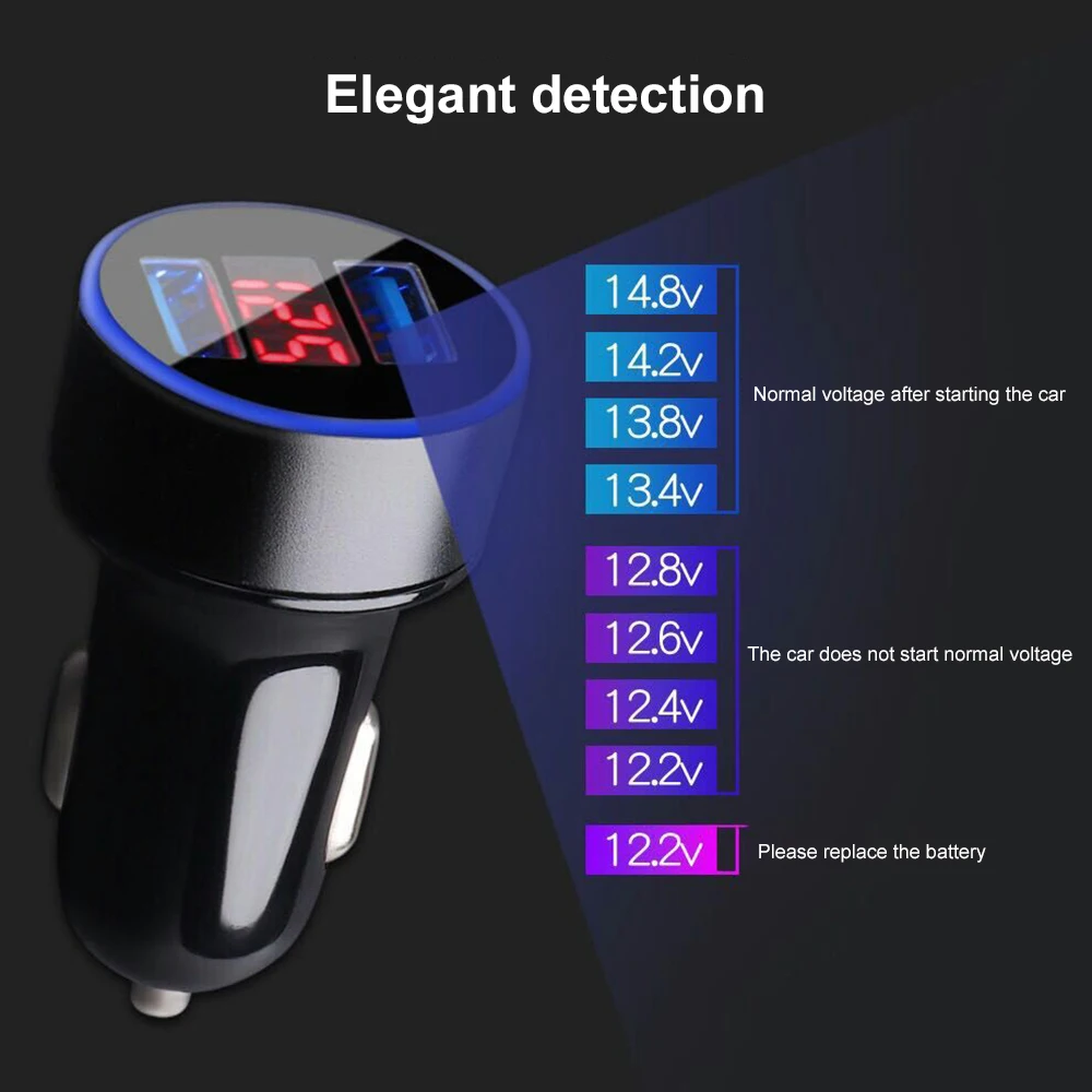 3.1A Dual USB Car Charger LED Display Voltmeter For Phone Cigarette Lighter Power Adapter Socket Splitter for 12-24V | Автомобили и