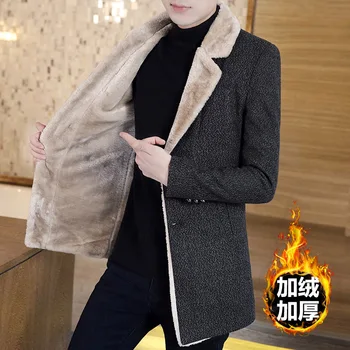 

Fashion Mens Wool Blend Lapel Single Breasted Wool Liner Coat Thick Warm Winter Outwear H01