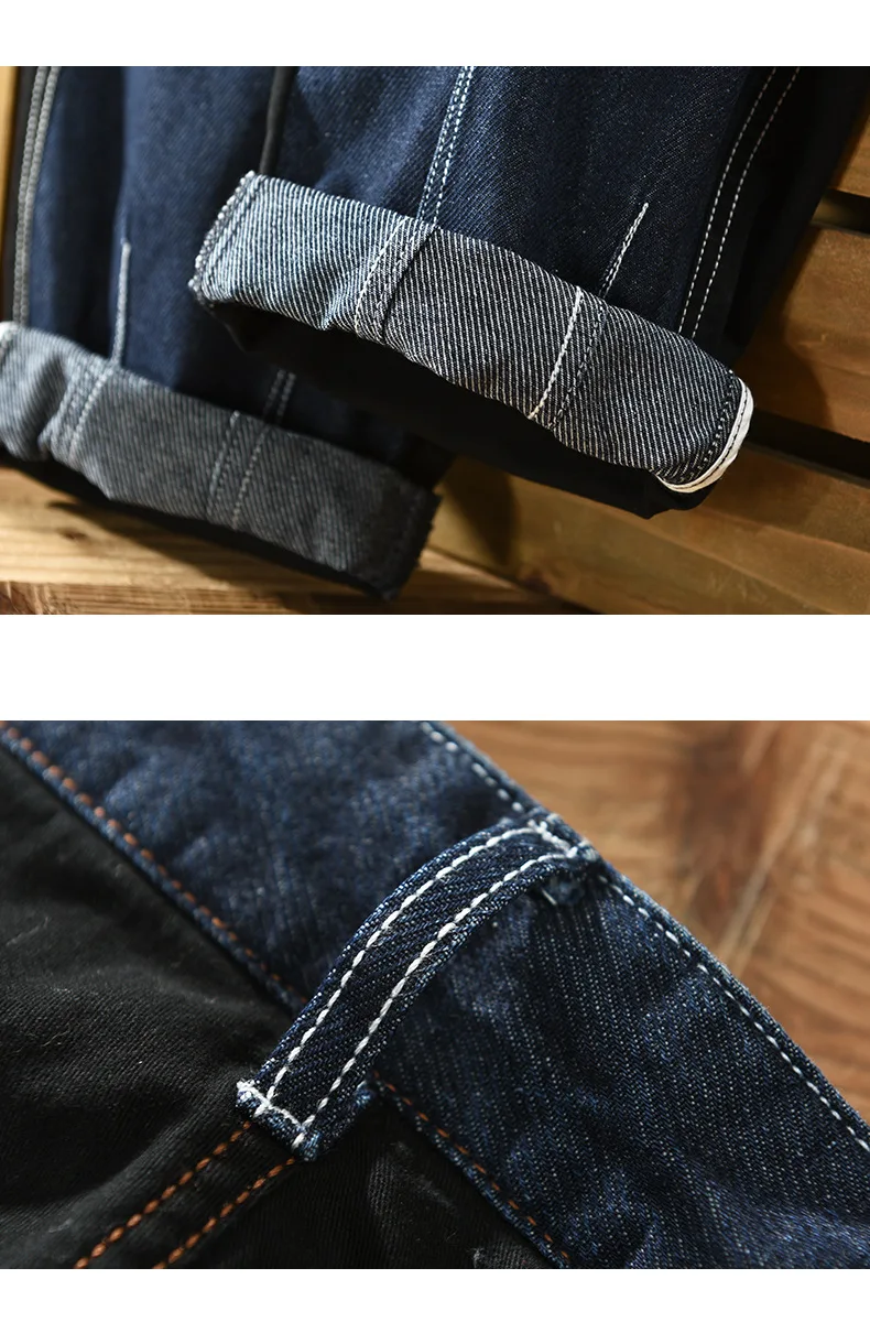 2021 Autumn Winter New Men Jeans Patchwork Pants Cotton Male Black Casual Mid Waist Slim Fit Trouser GA-Z370 work casual pants