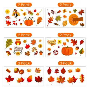 

14 sheet fall Leaves Window Clings - Thanksgiving Maple Decorations Autumn Sticker Decals Party Decor Ornaments