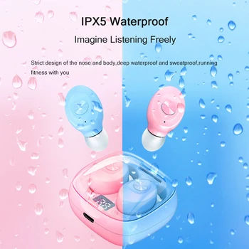 

Wireless V5.0 Bluetooth Earphone HD Stereo Headphone Sports Waterproof Headset With Dual Mic Battery Charge Case