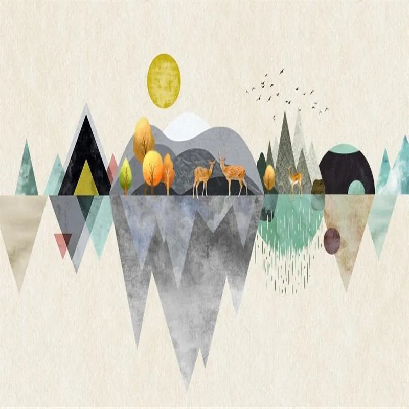Large 3D wallpaper mural custom Nordic modern personality geometric mountain background wallpaper mural