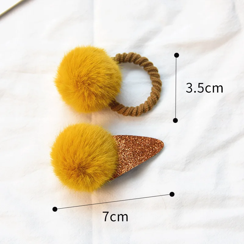 Заколки для девочек с маленькими милыми мягкими меховыми помпонами мини помпон