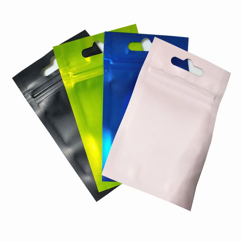 13 размеров красочный матовый прозрачный Алюминий Фольга пакет для упаковки с молнией с отверстием для подвешивания электроники линии передачи данных Еда Mylar сумки с замком-молнией
