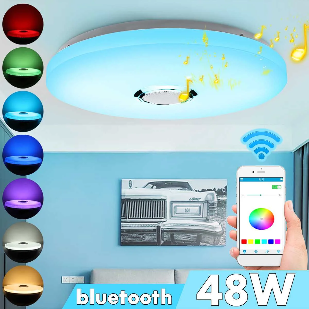 

Modern LED Star Light RGB Blutooth Music Ceiling Light Dimmable 48W APP Control Light for For Living Room Bedroom AC180-240V
